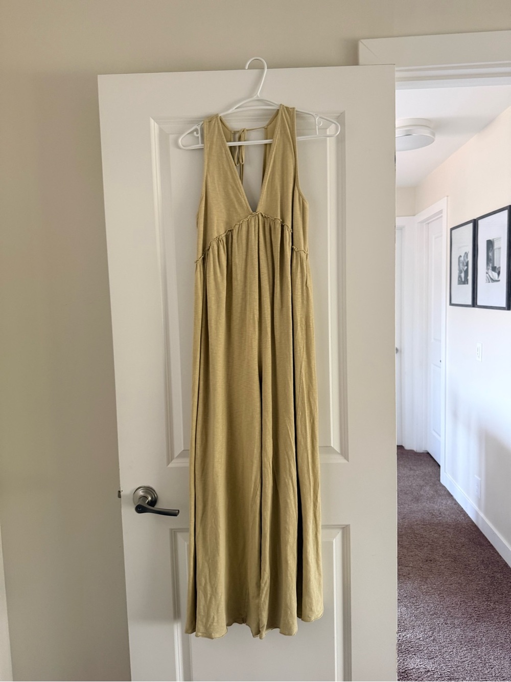 American Eagle Outfitters Sleeveless V-Neck romper in butter yellow